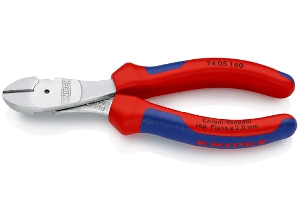 Knipex 74 05 160, Diagonal tang, Kromvanadiumstål, Plast, Blå, Rød, 160 mm, 209 g
