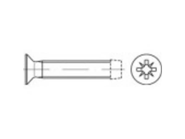 TOOLCRAFT 141195 Gevindskruer M5 20 mm Krydskærv Pozidriv DIN 7500 Stål Galvaniseret 1000 stk