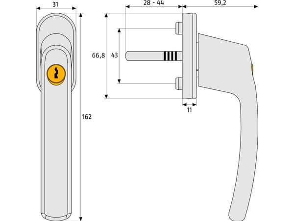 ABUS FG210 S, Vinduslåsingshåndtak, Sølv, Monokromatisk, Sylinderlås, 1 stykker