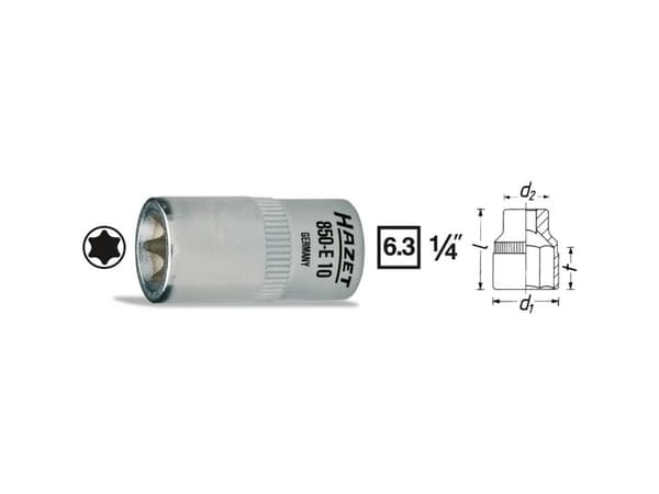 HAZET 850-E7, Pistorasia, 1/4", Metrinen, 1 pää(t), E7, 9,6 mm