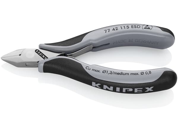 Knipex KP-7742115ESD, Sivuleikkurit, 1,1 cm, 1,4 cm, 7 mm, 1,3 mm, Staattisen purkauksen (ESD) suoja