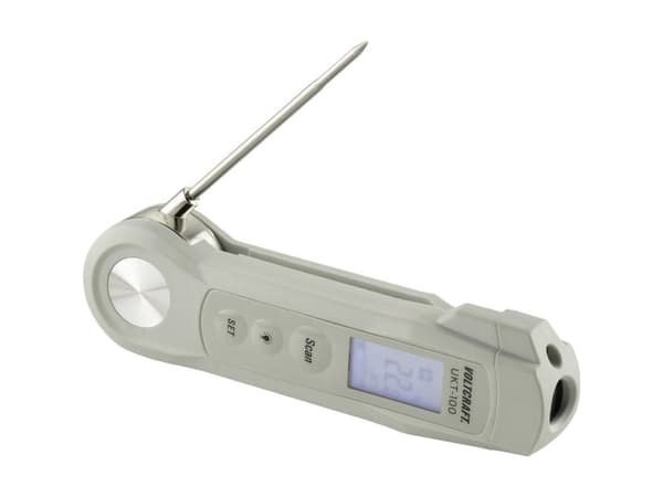 VOLTCRAFT UKT-100 Indstikstermometer Måleområde temperatur -40 til 280 °C LED-lommelygte, Berøringsfri IR-måling, IP65