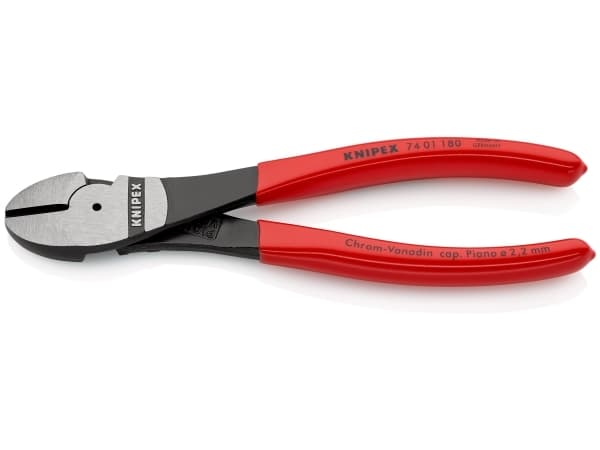 Knipex 74 01 180, Sivuleikkurit, Kromivanadiini-teräs, Muovi, Punainen, 180 mm, 241 g
