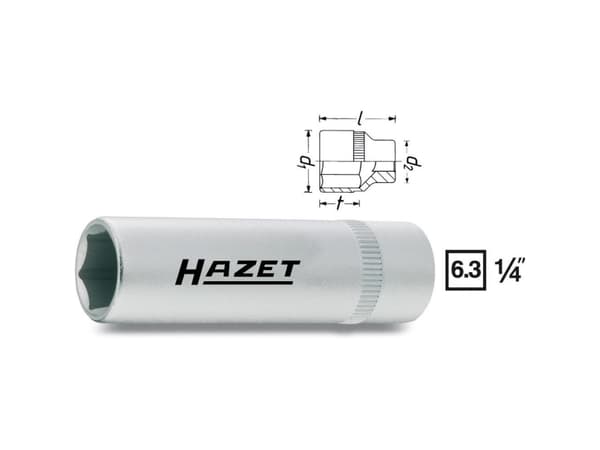 HAZET 850LG-5, 1 stykker, 25,4 / 4 mm (1 / 4"), Kromvanadiumstål, 50 mm, 15 g