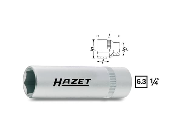 HAZET 850LG-5, 1 stykker, 25,4 / 4 mm (1 / 4"), Kromvanadiumstål, 50 mm, 15 g