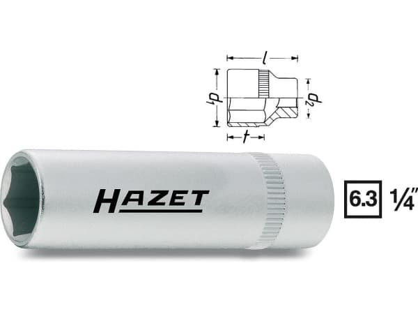 HAZET 850LG-5, 1 stykker, 25,4 / 4 mm (1 / 4"), Kromvanadiumstål, 50 mm, 15 g