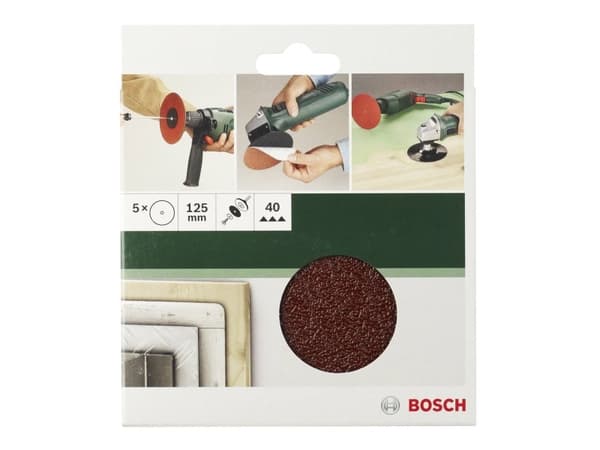 Bosch Accessories 2609256B48 Slibepapir til slibetallerken ulåst Kornstørrelse 40 (Ø) 125 mm 5 stk