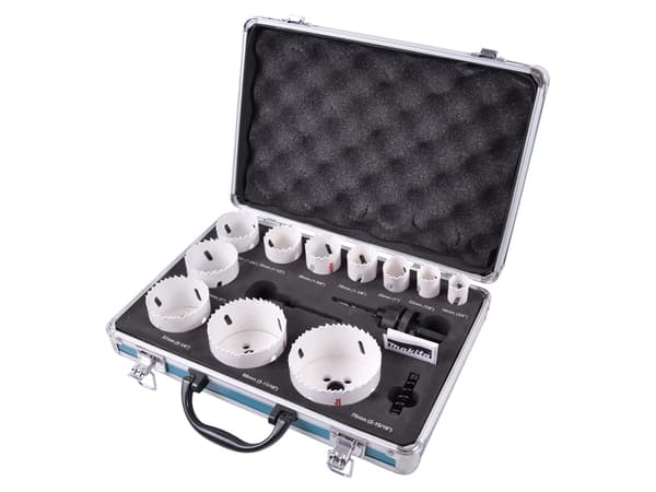 Makita D-47298, Setti, Metalli, Puu, 19,22,25,29,35,38,44,51,57,68,75 mm, 14 kpl, 11 kpl