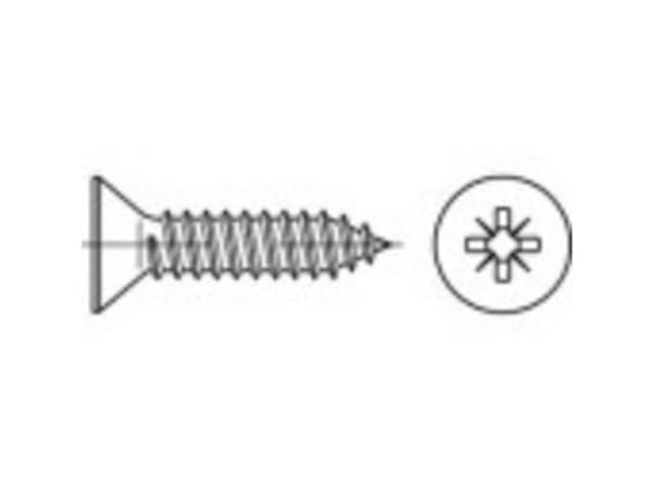 TOOLCRAFT 147714 Umpisirkkeliruuvi 3,9 mm 32 mm Ristikkäisleikkaus Pozidriv ISO 7050 Teräs Sinkitty 500 kpl