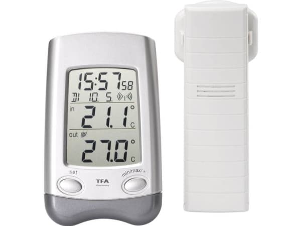 TFA-Dostmann Wave, Grå, Sølv, -10 - 60 °C, 14 - 140 °F, -40 - 60 °C, -40 - 140 °F, AA
