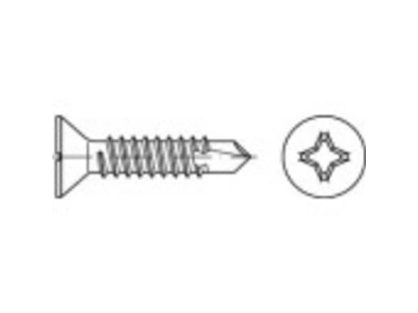 TOOLCRAFT 141506 Poraruuvit 4,2 mm 38 mm Ristikkäisleikkaus Philips DIN 7504 Teräs Sinkitty 500 kpl