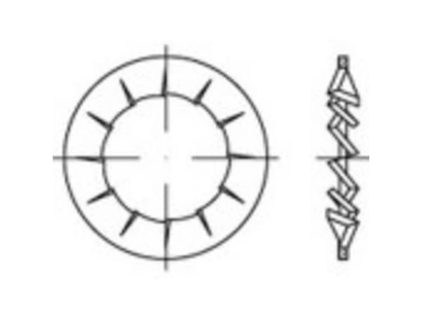 TOOLCRAFT 138471 Stjärnfjäderbrickor Inre diameter: 4,3 mm DIN 6798 Fjäderstål Galvaniserat 500 st