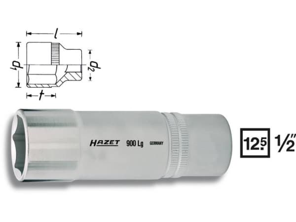 HAZET 900LG-17, Uttag, 1/2", Metrisk, 1 huvuden, 17 mm, 2,36 cm