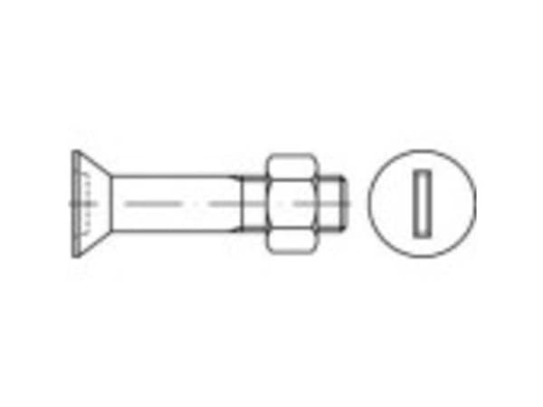 TOOLCRAFT 144309 Sänksänkta skruvar M16 40 mm fyrkantiga DIN 7969 stål Galvaniserad 50 st