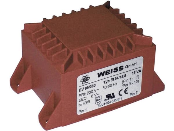 Weiss Elektrotechnik 85/384 Tulostusmuuntaja 1 x 230 V 1 x 18 V/AC 16 VA 889 mA