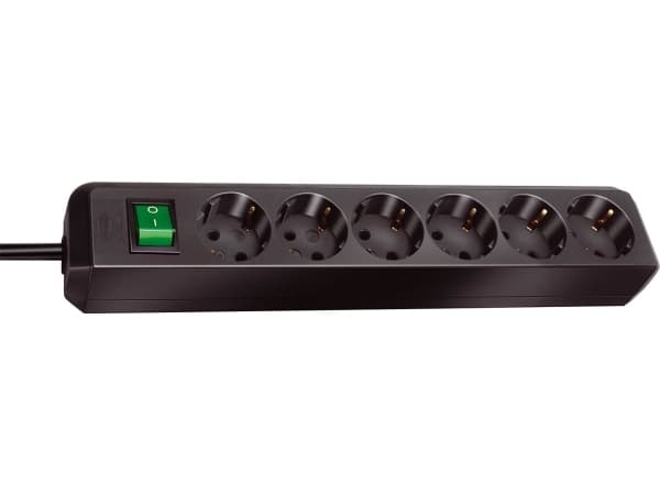 brennenstuhl Eco-Line - Effektband - utgångskontakter: 6 - 3 m sladd - svart