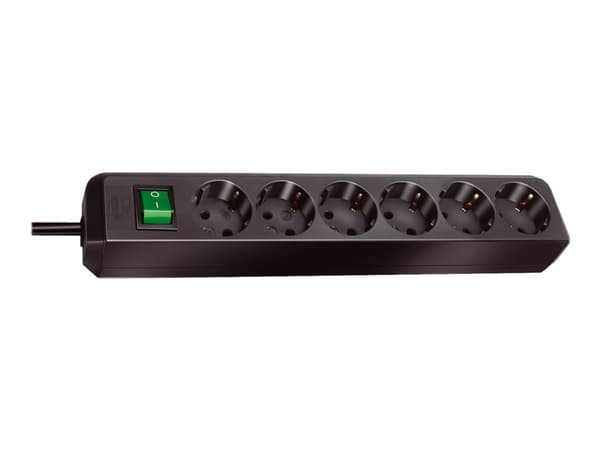 brennenstuhl Eco-Line - Effektband - utgångskontakter: 6 - 3 m sladd - svart