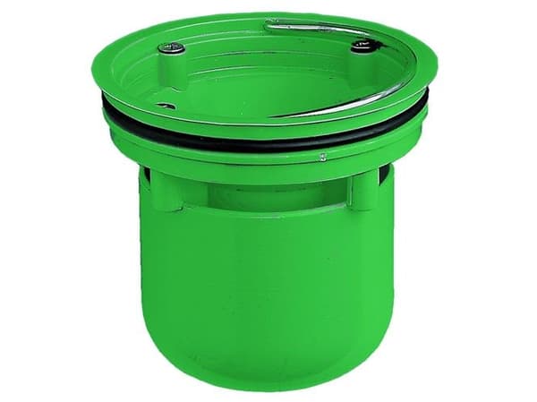 PURUS Maxiflex -yleisvesilukko vihreää PP-muovia - vanhan 75 tai 110 mm:n lattiakaivon korvaamiseen.