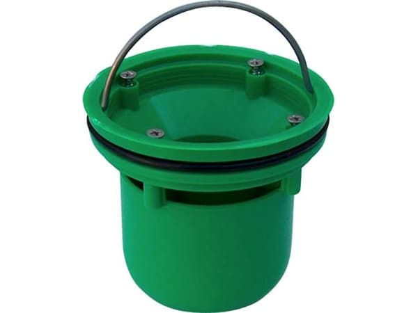 PURUS Maxiflex -yleisvesilukko vihreää PP-muovia - vanhan 75 tai 110 mm:n lattiakaivon korvaamiseen.