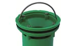 Pikkukuva 1 / 4: PURUS Maxiflex -yleisvesilukko vihreää PP-muovia - vanhan 75 tai 110 mm:n lattiakaivon korvaamiseen.