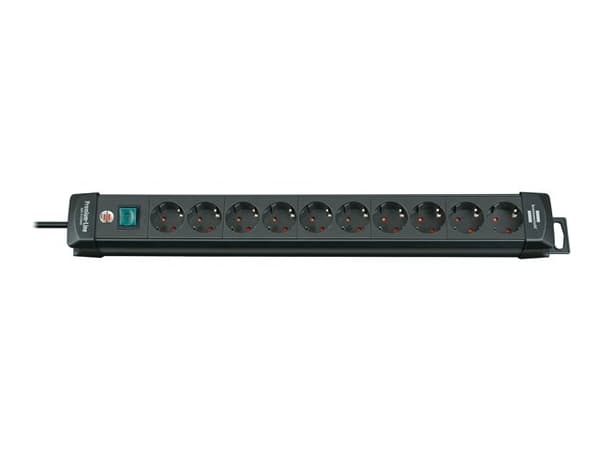 brennenstuhl Premium-Line - Flerkoplingslist - utgangskontakter: 10 - 3 m kabel - svart
