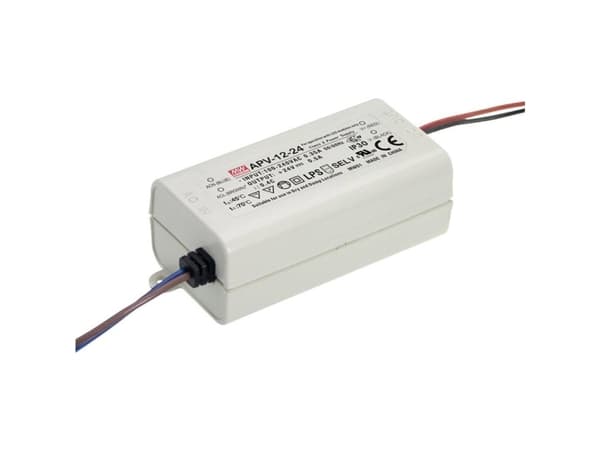 MEAN WELL APV-12-24, Vit, 90 - 264 V, 47 - 63 hz, 77 mm, 29 mm, 40 mm