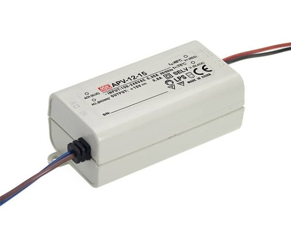 MEAN WELL APV-12-24, Vit, 90 - 264 V, 47 - 63 hz, 77 mm, 29 mm, 40 mm