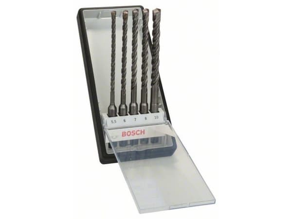 Bosch Robust Line SDS-plus-5 - Borsett - 5 deler - 6 mm, 7 mm, 8 mm, 10 mm, 5.5 mm - SDS-plus - lengde: 165 mm