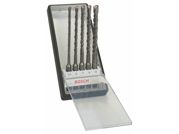 Bosch Robust Line SDS-plus-5 - Borsett - 5 deler - 6 mm, 7 mm, 8 mm, 10 mm, 5.5 mm - SDS-plus - lengde: 165 mm