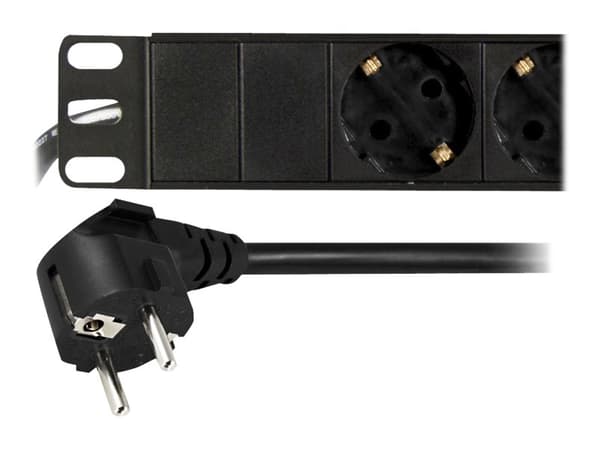 DELTACO GT-8629 - Kraftdistributionsenhet (kan monteras i rack) - ingång: power CEE 7/7 - utgångskontakter: 8 - 1U - 19" - svart