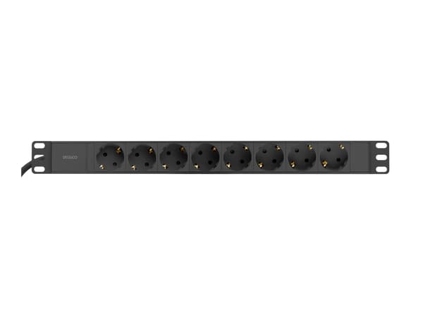 DELTACO GT-8629 - Kraftdistributionsenhet (kan monteras i rack) - ingång: power CEE 7/7 - utgångskontakter: 8 - 1U - 19" - svart