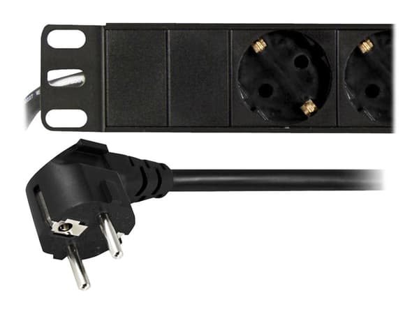 DELTACO GT-8629 - Kraftdistributionsenhet (kan monteras i rack) - ingång: power CEE 7/7 - utgångskontakter: 8 - 1U - 19" - svart