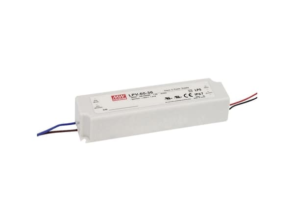 MEAN WELL LPV-60-12, 60 W, 90 - 264 V, 47 - 63 Hz, 1.2 A, 50 ms, 83%