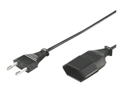 DELTACO DEL-109AF - Förlängningskabel för ström - Eurokontakt (hane) rak till IEC 60906-1 (hona) rak - AC 250 V - 2.5 A - 5 m - svart