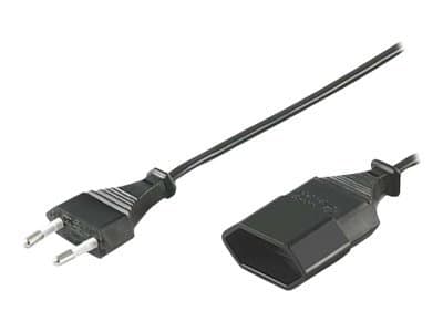 DELTACO DEL-109AF - Förlängningskabel för ström - Eurokontakt (hane) rak till IEC 60906-1 (hona) rak - AC 250 V - 2.5 A - 5 m - svart