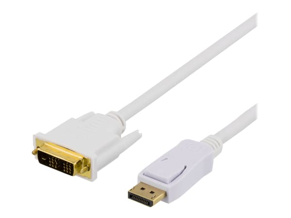DELTACO - DisplayPort kabel - enkeltlink - DisplayPort (han) til DVI-D (han) - 1 m - hvid