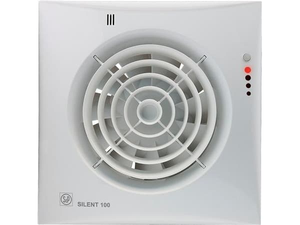 THERMEX Fan Silent 100 CHZ Visual Scandic, ilmankosteuden säätö ulkoisella ajastimella (1-30 min.) ja ilmankosteudensäätimellä (60-90%). Ilmavirta 95
