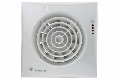 THERMEX Fan Silent 100 CHZ Visual Scandic, ilmankosteuden säätö ulkoisella ajastimella (1-30 min.) ja ilmankosteudensäätimellä (60-90%). Ilmavirta 95