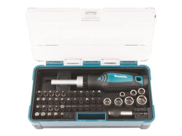 Makita - Ratcheting screwdriver with bit and socket set - 47 delar - i fodral