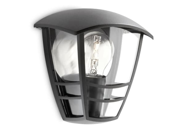 Philips myGarden Creek vägglampa 60 W E27 ljuskälla medföljer inte, Väggbelysning för utomhusbruk, Svart, Gjuten aluminium, IP44, Trädgård, Terass, I