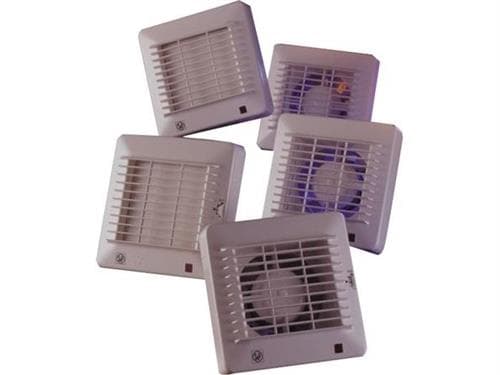 THERMEX Ventilator EDM 100 T med fast timer (8 min.). Luftmængde 95 m³/h, mål 155x155/Ø98 mm.