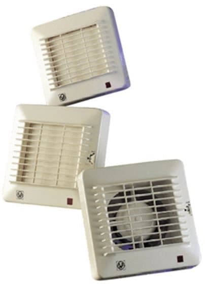 THERMEX Fan EDM 100 T Scandic kiinteällä ajastimella (8 min.). Ilmavirta 95 m³/h, mitat 155x155/ø98 mm.