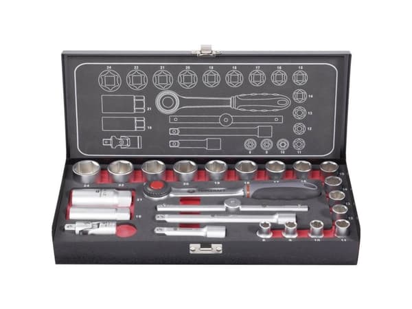 TOOLCRAFT 826373 Topnøglesæt Metrisk 3/8 (10 mm) 23 dele