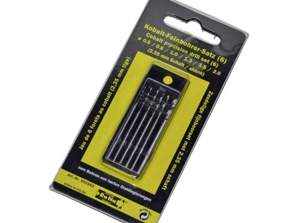 RONA 812167 HSS Metal-spiralbor-sæt 6 dele 0.6 mm, 0.8 mm, 1 mm, 1.3 mm, 1.5 mm, 2 mm Cobalt DIN 338 Cylinderskaft 1 Set