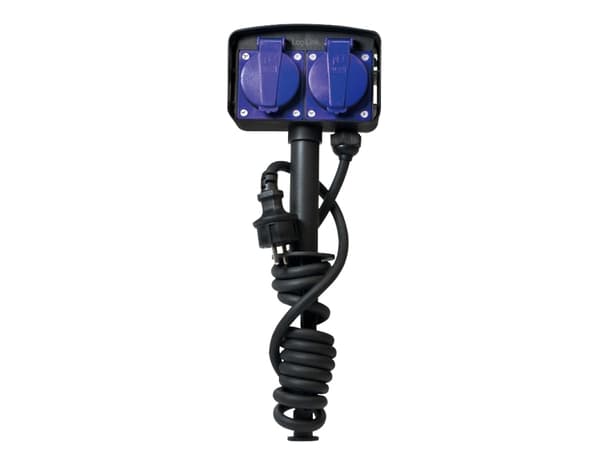 LogiLink LPS214, 2 m, Utomhus, IP44, Svart, Blå, RoHS, 2 AC-utgångar
