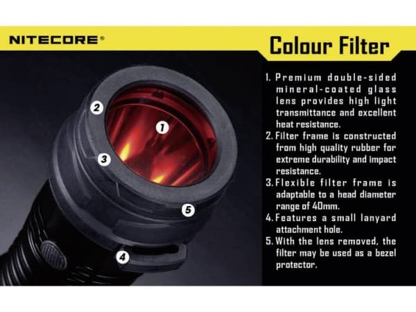 Nitecore NFR40, Röd, 4 cm