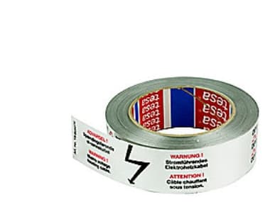 Aluminiumstape 38 mm x 50 meter med advarselstekst