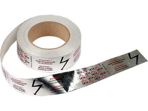 Aluminiumstape 38 mm x 50 meter med advarselstekst