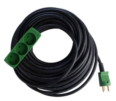 E-line Kabelsats DK 3G1,5 - H07RN-F, DK-kontakt/3 uttag m/j, neopren, 230V/16A, 25m