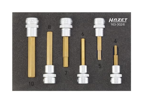 HAZET 163-302/6, Hylssats, 3/8", Metrisk, 6 huvuden, 4,10 mm, 17,2 cm